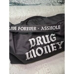 A$$holes Live Forever Dr*g Money Duffel Bag Black Lrg Streetwear Travel Gym NWOT
